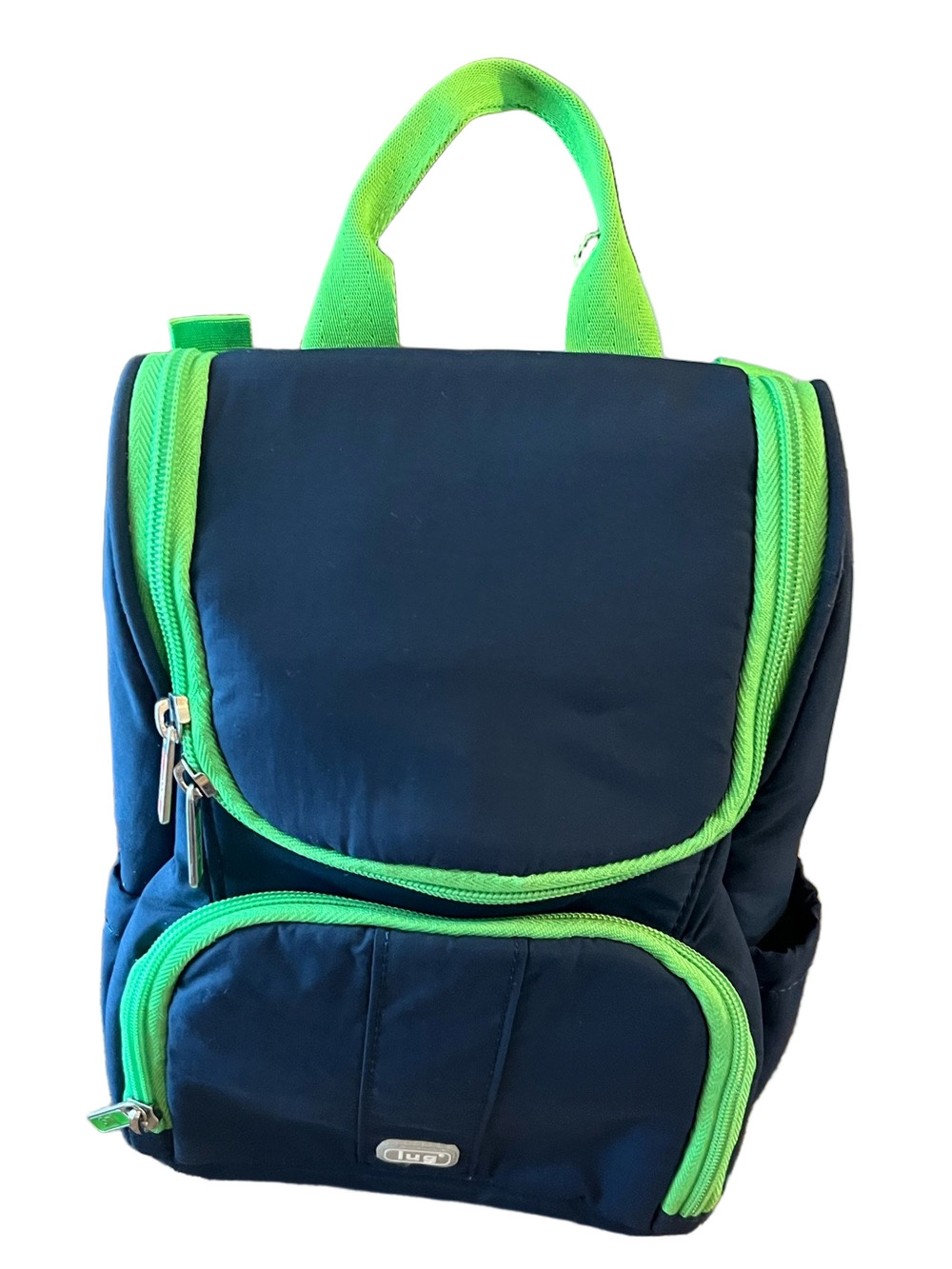 Lug Caddy Vertical Toiletry Bag Crossbody Navy Blue Lime Green Trim Travel